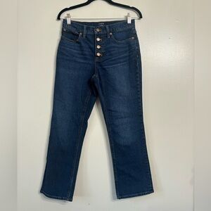 J.Crew Jeans Womens‎ 26 Mid Rise Flare Crop Button Fly Dark Blue